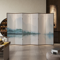 New Chinese screen partition porch living room tea room office company decoration background wall shielding foldable mobile