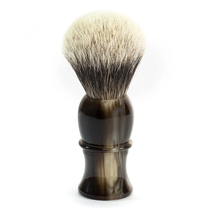 Fendrihan-Classic high quality silver tip gray badger hair shaving brush large imitation horn handle