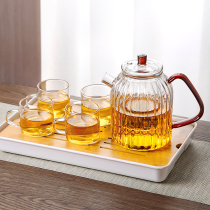 High temperature resistant glass bubble teapot household set tea water separation flower teapot simple tea breamer Net red filter single pot