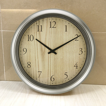 European style pastoral American country nostalgic living room bedroom wall hanging clock creative metal retro industrial wind wood grain