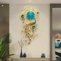 New Chinese wall clock home living room Chinese style Peacock decoration simple mute creative art clock European style