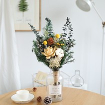 Xiaoqing new big bouquet dried flowers mixed with cotton eucalyptus leaf pine living room decoration gift