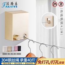 Invisible clothesline bathroom drying collared rope non-punching artifact balcony telescopic drying rack wire rope