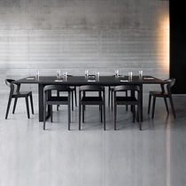 Nordic solid wood conference table Long table workbench table Simple industrial style negotiation table and chair combination Black solid wood table