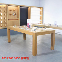 New Huawei apple wood grain experience Taichung Island display table Mobile phone accessories shelf Computer booth digital showcase