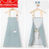 2021 New apron female household kitchen summer thin overalls breathable net red cotton linen cooking waist