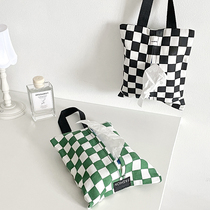Paper Towel Containing Boxes Ins Han Style Brief Teenage Girl Smoking Cardboard Box bedroom Desktop Home Chessboard Grid Cloth Art Tissue Bag