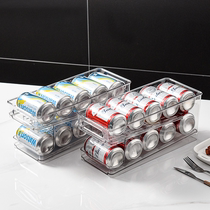 Refrigerator beer beverage storage box kitchen supplies cans Cola Sprite double-layer automatic roll-off shelf