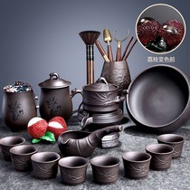 On the lime-purple sand tea set set home simple semi-automatic stone grinding lazy kung fu tea cup tea jar bubble teapot