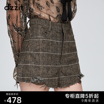 dzzit 2019 winter counter new khaki wool tulle plaid shorts women 3G4Q1093N