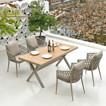 Outdoor leisure table and chair combination courtyard anticorrosive wood balcony outdoor outdoor villa garden waterproof furniture long table