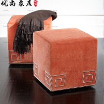 American neoclassical fabric Rivets Changing shoes stool Sofa Stool Cloister room Fitting Down-to-earth Dump Casual Square Bench Customised
