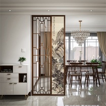Wooden hollow partition antique landscape screen living room corridor custom shielding decorative wall Chinese flower grid seat screen