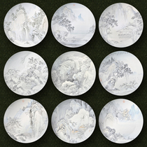 New Chinese classical ink landscape ceramic decoration hanging plate creative home wall decoration desktop ornaments