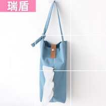 Lanyard tissue cover ins Nordic hanging car cotton linen fabric car box toilet household wall-mounted bag