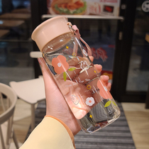 Net red hipster cute water cup female summer simple transparent glass Forest girl Cup portable cup