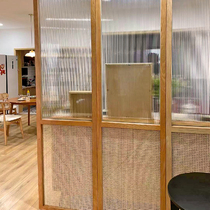ins rattan screen partition Nordic Japanese style name Suyuan wooden frame Changhong glass art solid wood porch customization