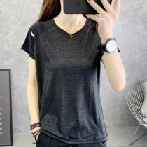 Quick-drying clothes female summer outdoor fitness running yoga fast-drying half-sleeve fat MM loose version thin sports short-sleeve T-shirt