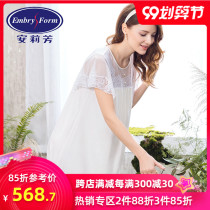 Q anlifang autumn modal short sleeve nightdress female lace with breast pad home pajamas el7770
