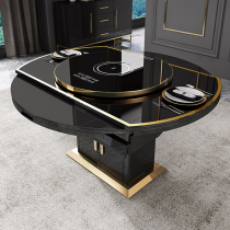Dining table and chair combination modern simple household small apartment telescopic folding multifunctional light luxury induction cooker round dining table
