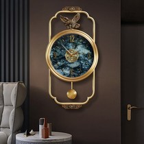 New Chinese wall clock living room pure copper swing hanging watch Net red light luxury modern wall clock home fashion wall clock home fashion wall clock