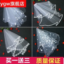 Bridal headdress super xiansen net red photo headdress short style simple travel photo wedding headdress white