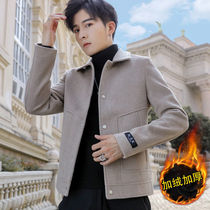 Jacket men's jacket thick in autumn and winter new Korean slim trend net red wool coat short casual men