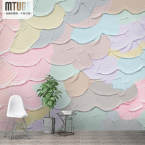 Personality Net red ins Wind color paint oil painting restaurant wallpaper 3d art living room background wall beauty salon wallpaper