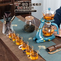 Glass lazy semi-automatic Elk tea set Household Kung Fu tea cup set Magnetic teapot tea artifact small set