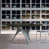 Italian minimalist round rock plate dining table and chair combination art light luxury creative designer small apartment with turntable dining table