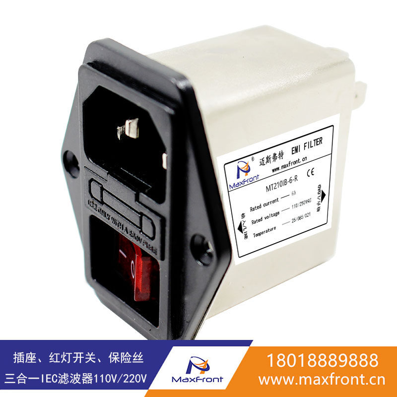 8 48 Iec Ac Power Filter 220v Mt210ib 6 R With Socket And Red