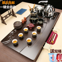 Tea set set home kung fu purple sand ice cracked glass go kiln solid wood tea tray large tea table one whole set of tea ceremony