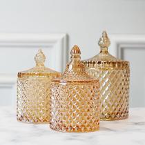 Crystal Roman glass jar exquisite relief small candy jar wedding festive makeup jewelry storage storage jar