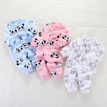 Baby clothes spring and autumn newborn jumpsuit autumn and winter men and women baby ha clothes climbing clothes flannel warm pajamas