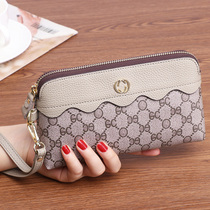  European station leather fashion printing womens long wallet atmospheric multi-function clutch wild large-capacity coin purse