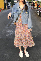 za elegant wind broken flower jumpsuit skirt French Platycodon grandiflorum Super fairy seness spring and autumn first love dress summer 2021