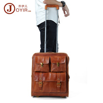 Retro leather trolley case 22-inch large-capacity tourist suitcase difference bag head layer cowhide boarding case men portable