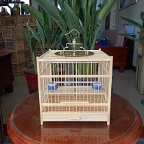 Bird cage bamboo large square cage Jade Bird Cage embroidered eye hemp wax mouth Golden Green Acacia bird cage Taibao copper hook