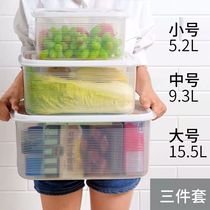Japan imported refrigerator storage box Large capacity fruit and vegetable preservation box Plastic transparent food sealed box with lid