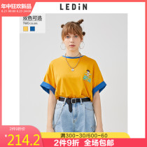商场同款乐町小图案T恤2020夏季新款双色短袖T恤女C2DAA2602
