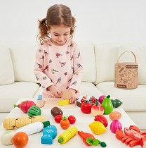 Young children's wooden simulation house toys vegetables and fruits chichele wooden kitchen matching cake accessories