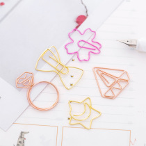 Cute cartoon bookmark paper clip Rose gold paper clip Simple metal shape creative student bookmark clip