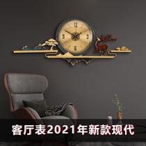New Chinese pure copper hanging clock Living room hanging table Home Atmosphere Decorative Wall Bells China Wind Watch Art Light Extravagant clock
