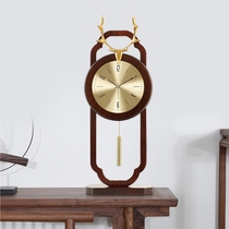New Chinese style light luxury deer head seat clock table clock Living room household fashion clock ornaments Chinese style creative desktop sitting clock