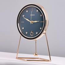 High-end clock home decoration desktop clock ornaments clock living room simple modern light luxury fashion creative station clock