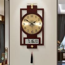 New Chinese calendar hanging clock Living room Chinese Wind Creative Home Decorative Retro Atmospheric Clock Hanging Wall Art Timepiece