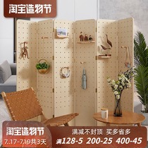 iwood ins partition hole board screen baffle movable folding push-pull mobile solid wood storage partition