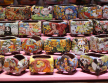 Korean hand-painted colorful new high-temperature burning glaze handmade boutique full of fleshy plant thumb flowerpot multi-basin type