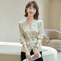FENPERATE 2021 fall beloved stylish design sense niche note age satin long sleeve shirt