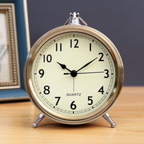 Metal light luxury alarm clock students use silent bedside clock bedroom desk clock living room pendulum clock alarm